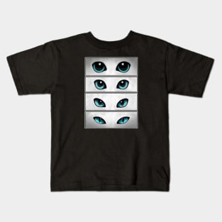 Blue Cat Eyes | White Cat Kids T-Shirt